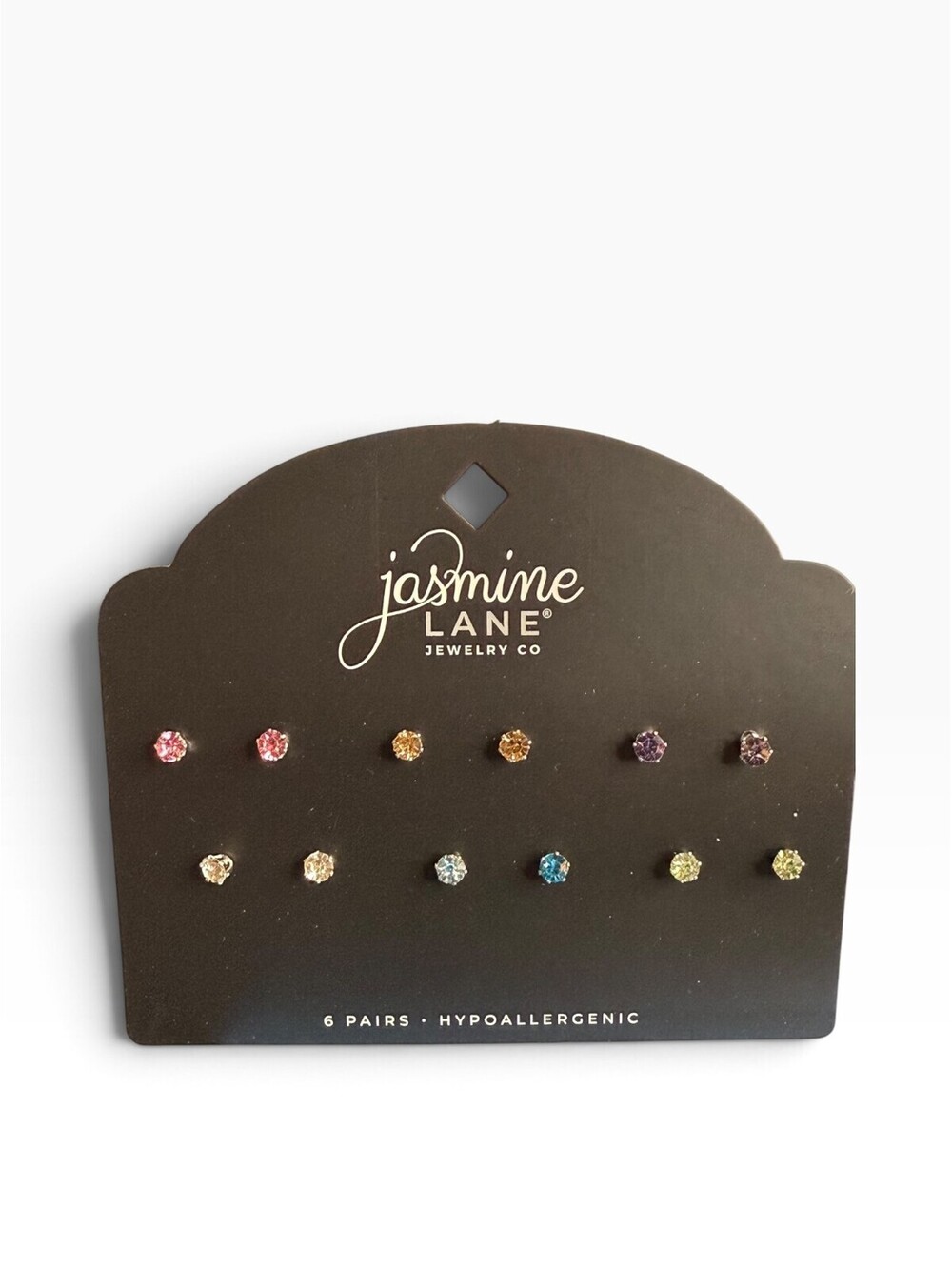 Jasmine Lane 6 Pair Multicolor Crystal Stud Earrings Hypoallergenic